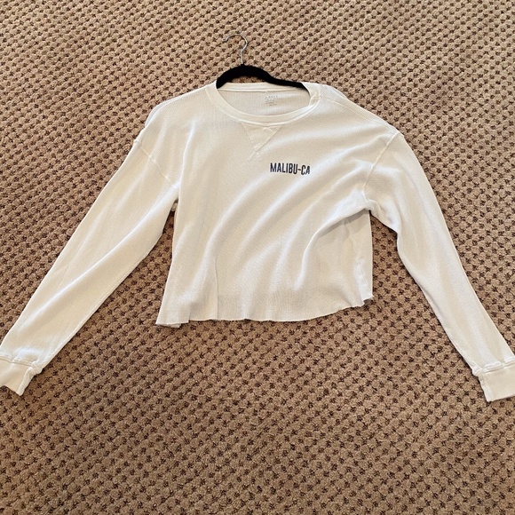 Brandy Melville Tops - Brandy Melville White Waffle "Malibu-CA" Top